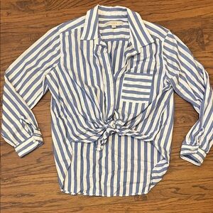 LOFT Striped Blue and White Top